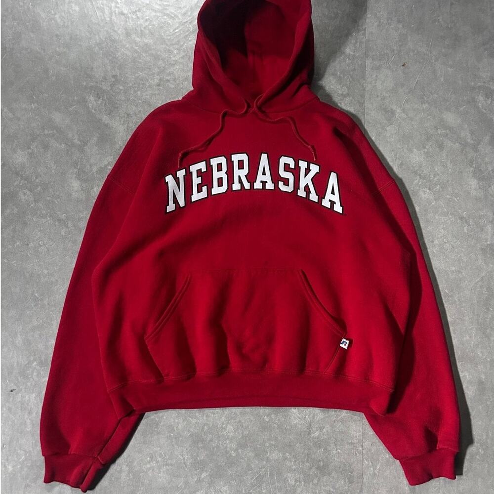 2000's Vintage University of Nebraska Russell Red Hoodie -L